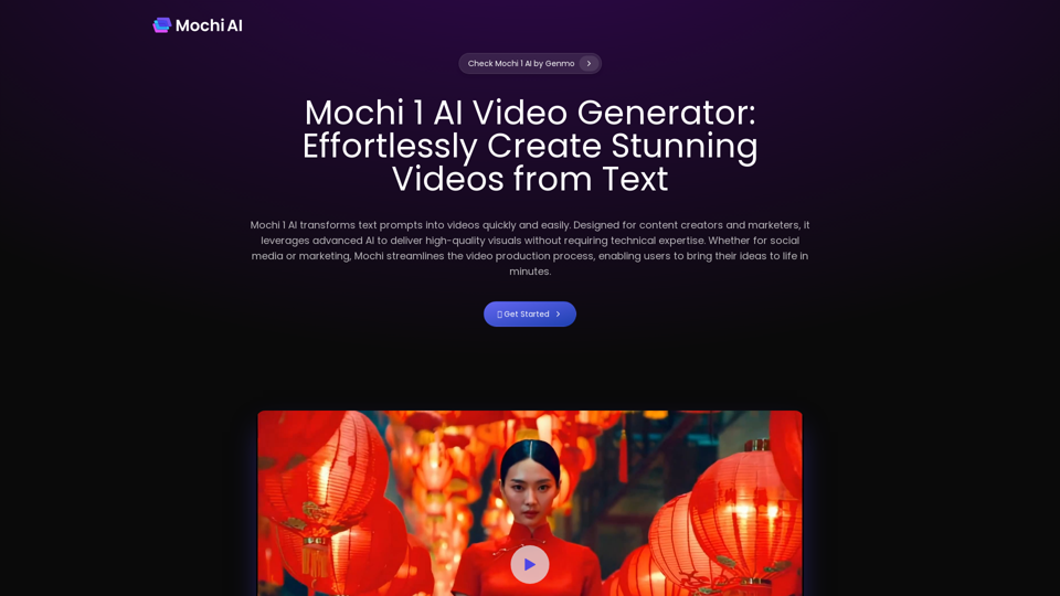 Mochi 1 AI  - Fonctionnalités