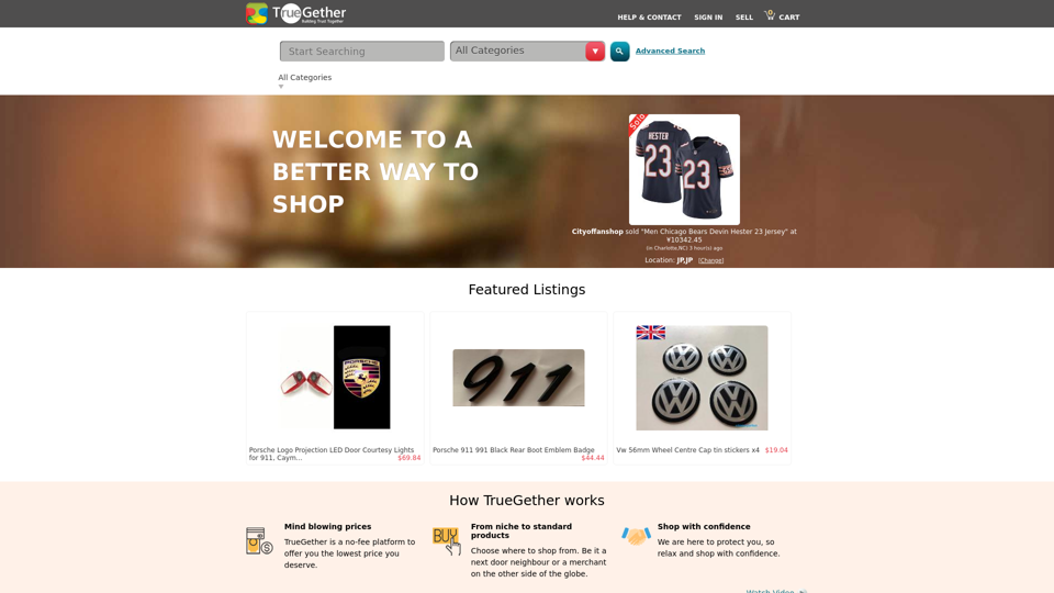 TrueGether: No fee marketplace, Best eBay and Shopify Alternative