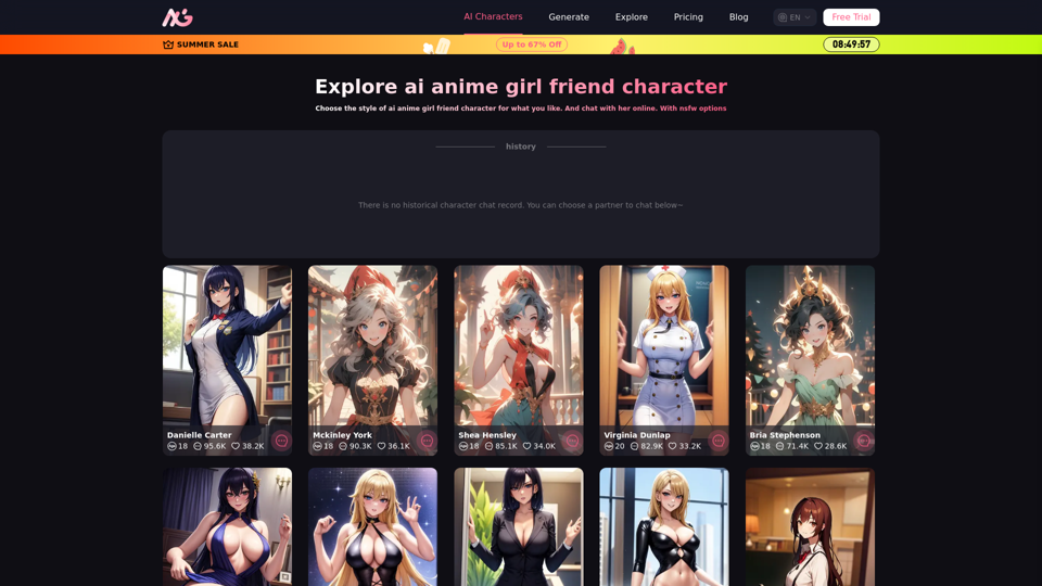 AI Anime Generated Girls - Funcionalidades