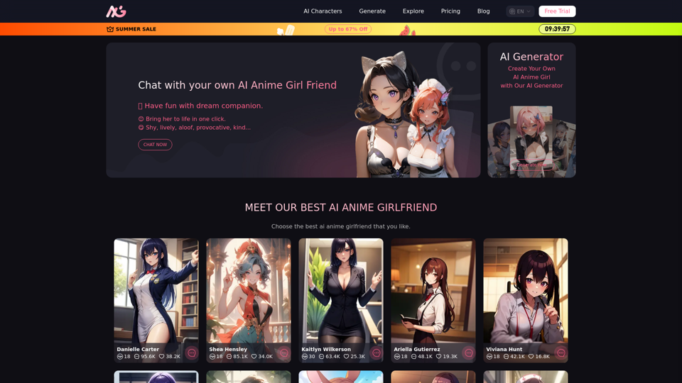 Anime Girl Studio - Chattez avec votre petite amie anime IA et créez votre fille anime