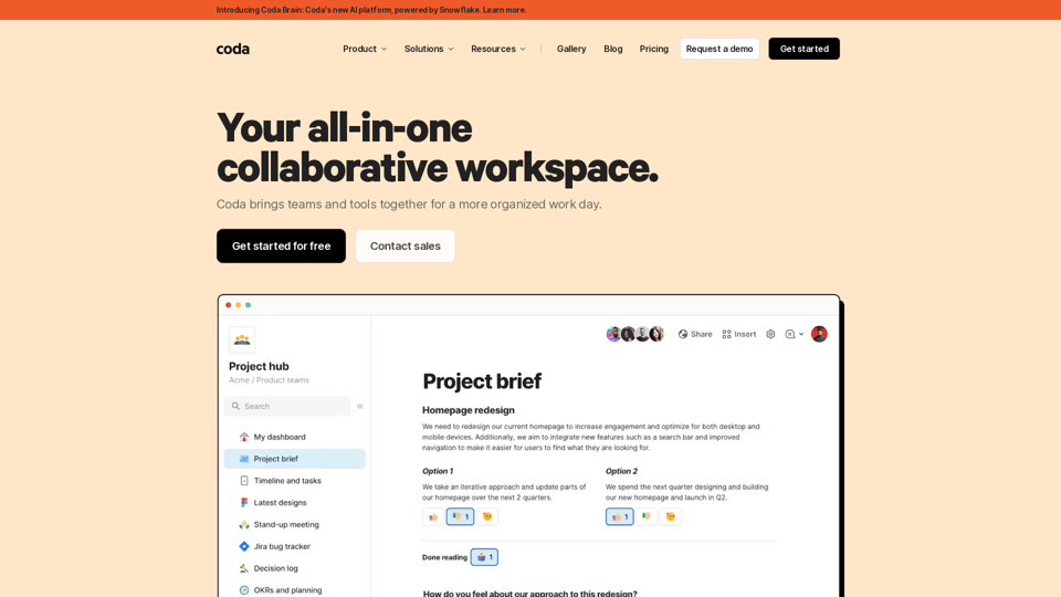 Coda: Your all-in-one collaborative workspace.