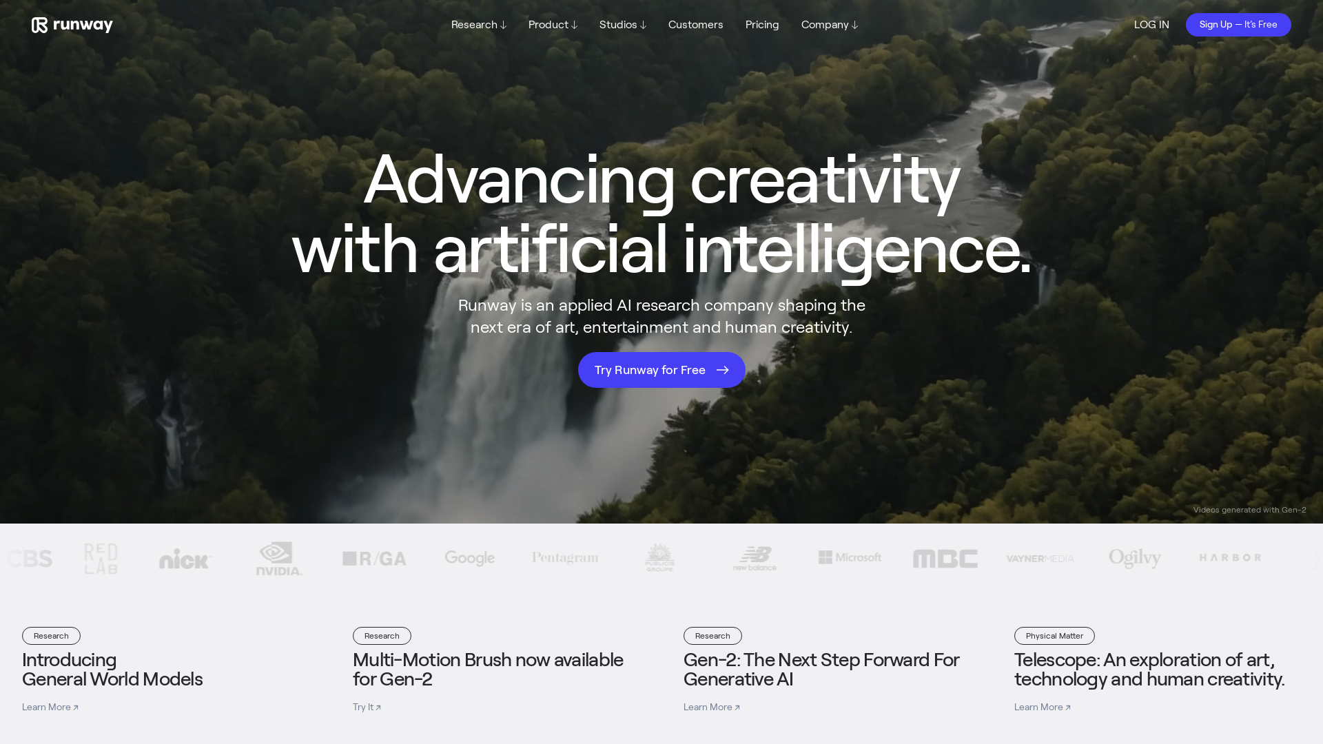 Runway - Advancing creativity with artificial intelligence. Runway - Advancing creativity with artificial intelligence.