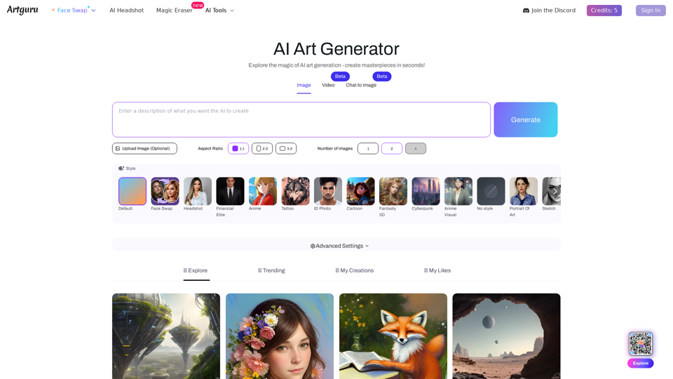 Artguru - Free Online AI Art Generator: Create AI Art from Text & Photo