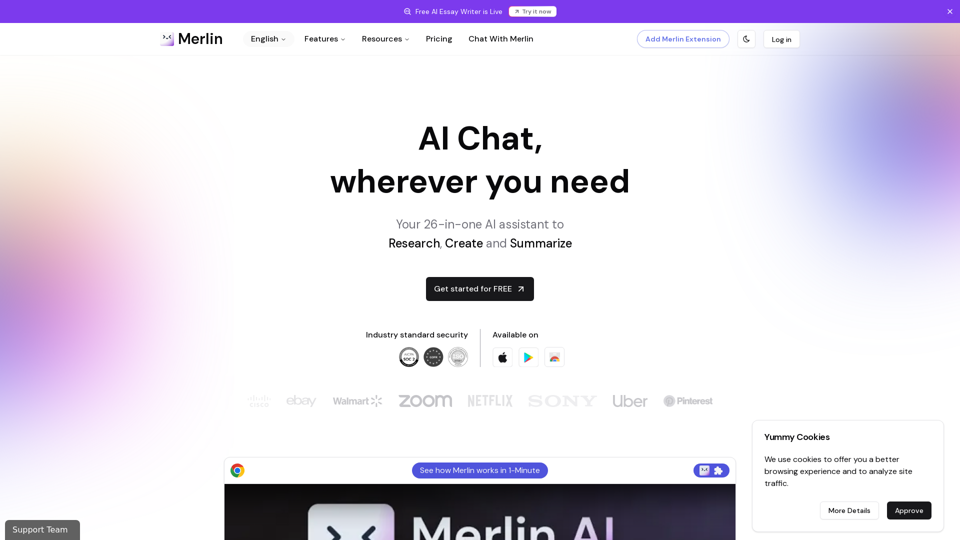 Merlin AI | Ask AI to Research, Write, Summarize in 1-click