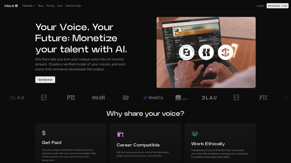 Kits AI - Studio-Quality AI Music Tools for Music Creators and Vocal Performances