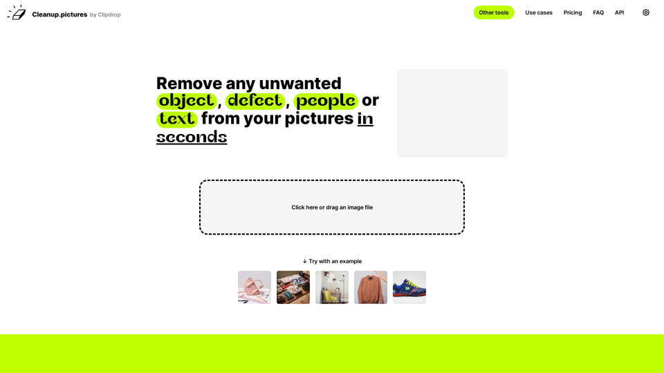 Cleanup.pictures - Remove objects, people, text and defects from any picture for free