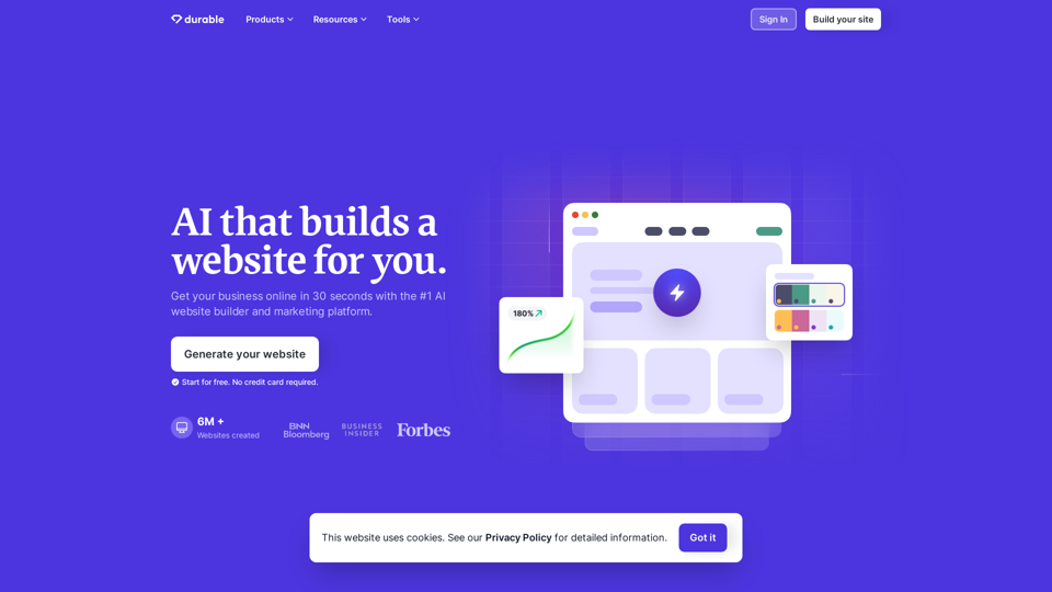 Durable AI Website Builder and Small Business Software