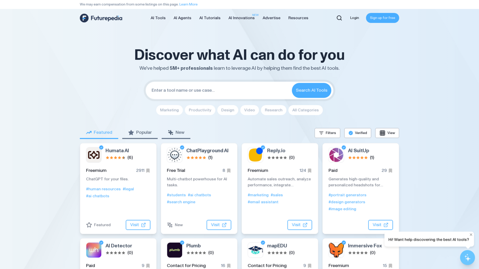 Futurepedia - Find The Best AI Tools & Software