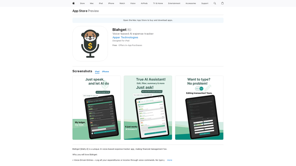 Blahget - Expense Tracking with AI on the App Store