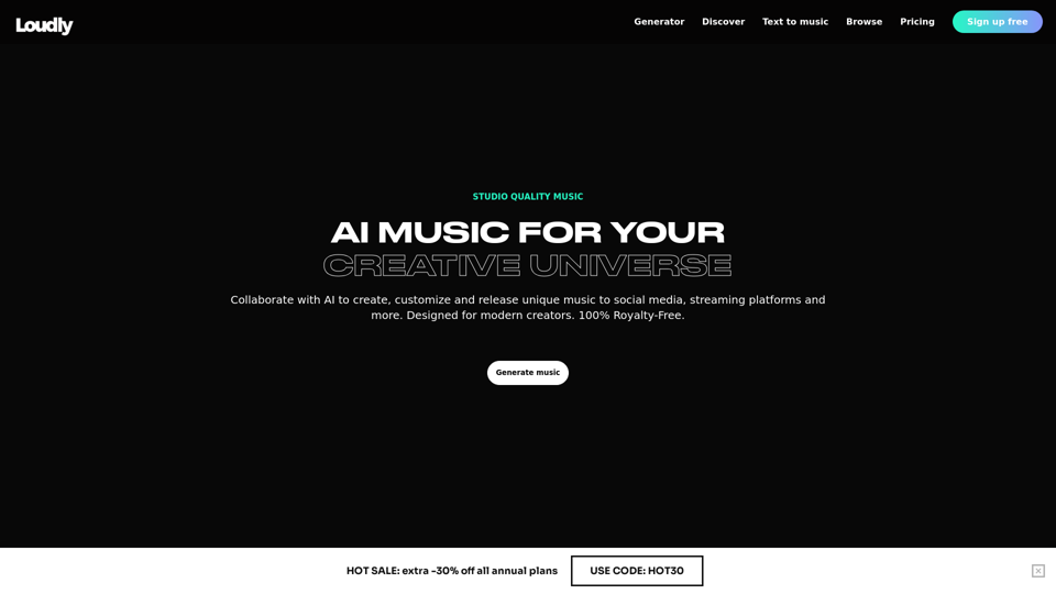AI music for your creative universe | Loudly