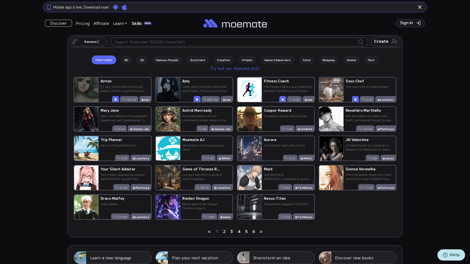 Moemate - Discutez avec des personnages AI