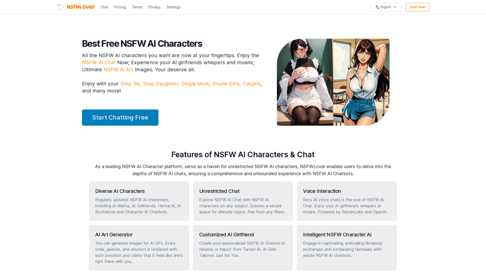 NSFWLover - Best FREE NSFW AI Characters, NSFW Character.AI