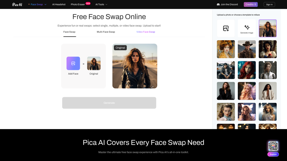 Free AI Face Swap Online: Video & Image | Pica AI Face Swapper