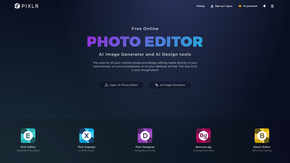 Editor de fotos AI en línea gratuito, generador de imágenes y herramienta de diseño