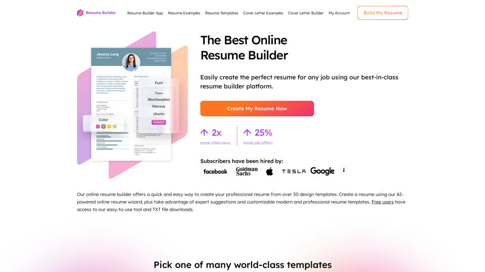 The Best Free Online Resume Builder - ResumeBuilder.com