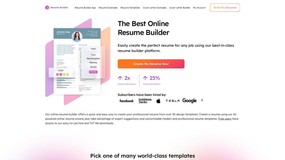 Le meilleur constructeur de CV en ligne gratuit - ResumeBuilder.com