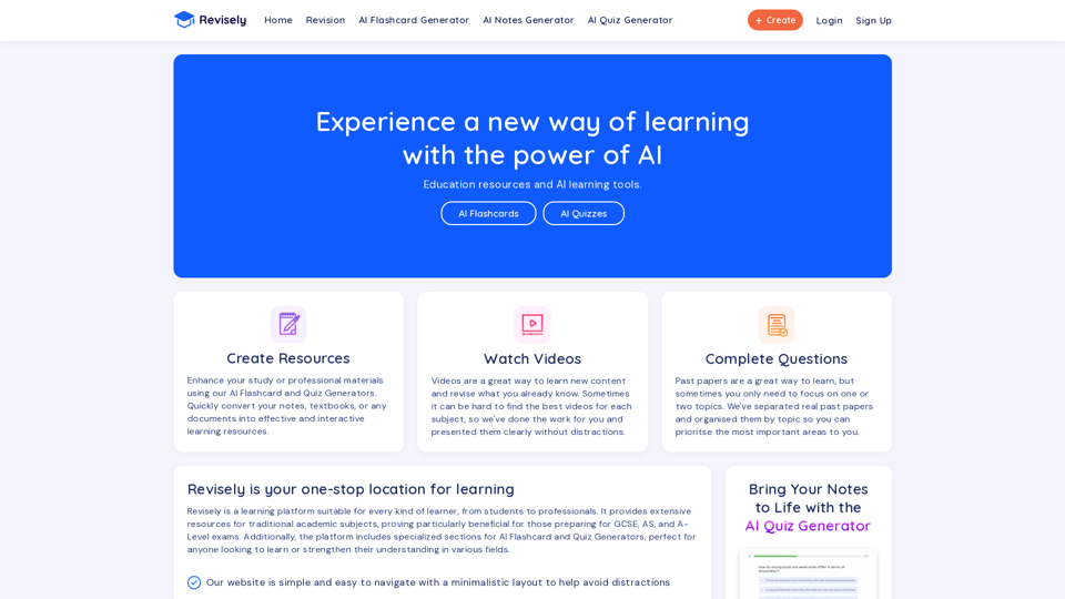 Revisely | AI-Powered Learning Resources