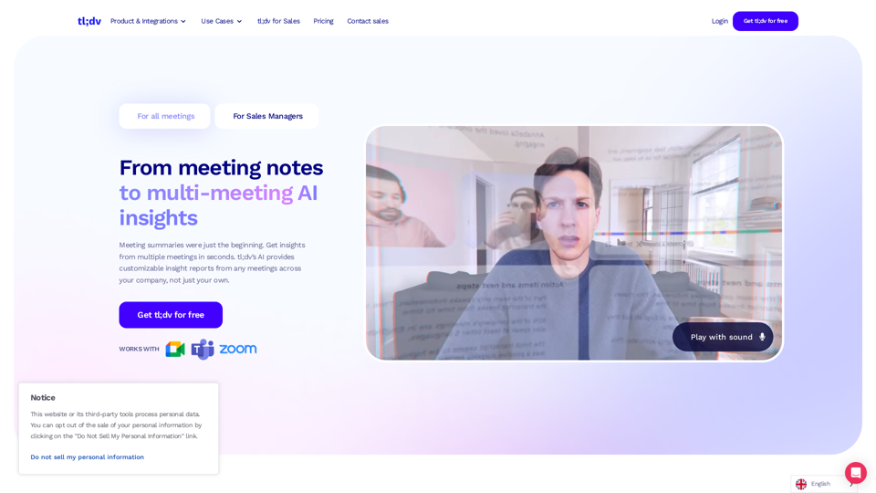 tl;dv.io | AI Meeting Notetaker for Zoom, Google Meet & MS Teams
