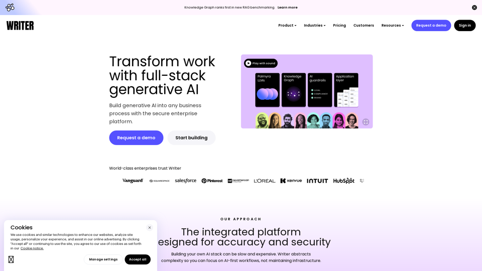 Escritor - La plataforma de inteligencia artificial generativa de pila completa