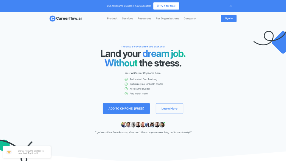 Careerflow AI - Ваш идеальный помощник по развитию карьеры с БЕСПЛАТНЫМИ инструментами поиска работы и оптимизации резюме.