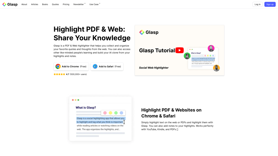 Glasp: PDF & Web Highlighter for Researchers & Learners