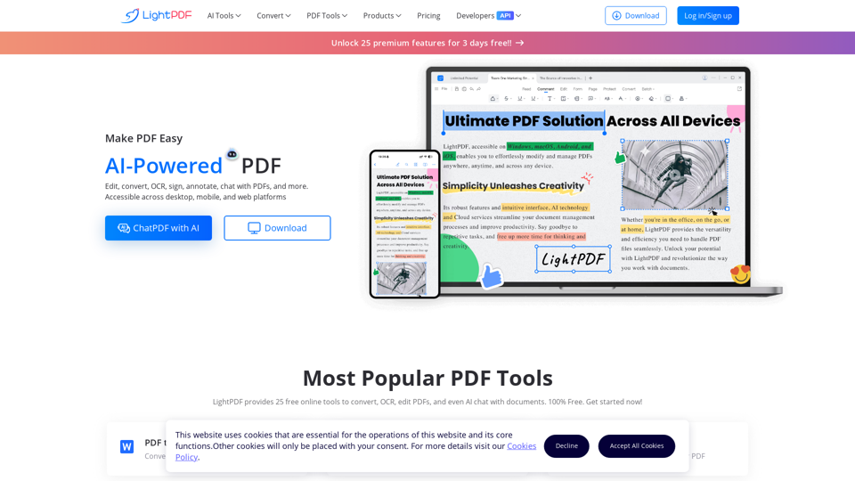 AI-Powered Free Online PDF Editor, Converter & Reader - LightPDF