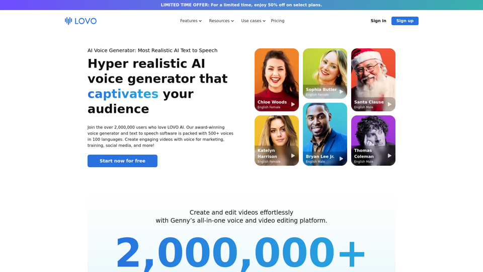 LOVO AI Voice Generator - Realistic Text to Speech, AI Voice Synthesis, and Voiceover Solutions for Audio Content Creation