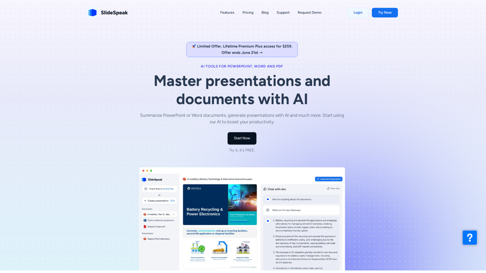 SlideSpeak - Your AI to create presentations powered by ChatGPT
