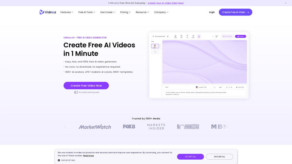 Vidnoz AI Tools: Create FREE Engaging AI Videos 10X Faster