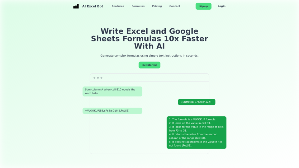AI Excel Bot | Use AI To Generate Excel Formulas In Seconds