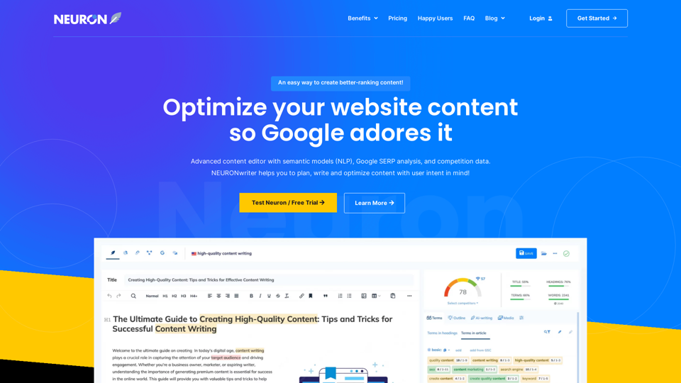 NeuronWriter – Content optimization with #semanticSEO | NeuronWriter