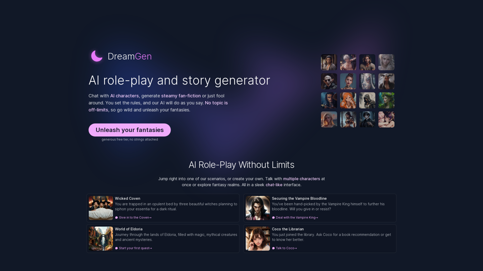 AI Role-Play and Story Generator | Uncensored | DreamGen