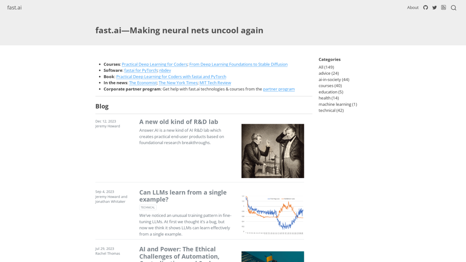 fast.ai – fast.ai—Making neural nets uncool again