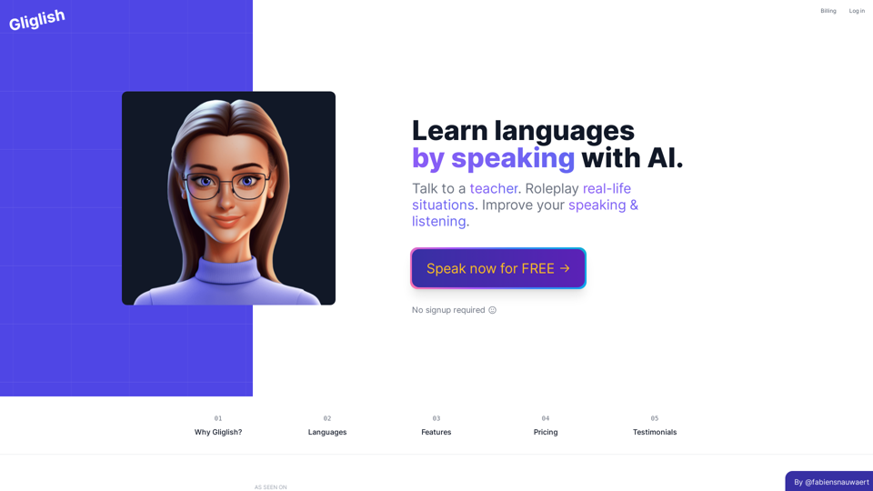 Gliglish · Learn languages by speaking with an AI teacher