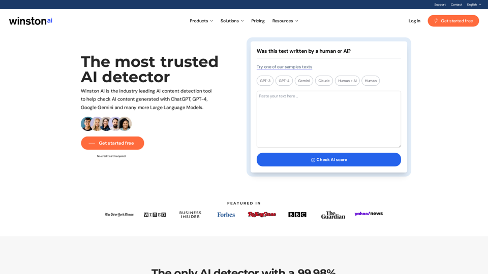 O Detector de IA mais Confiável | Ferramenta de Detecção ChatGPT