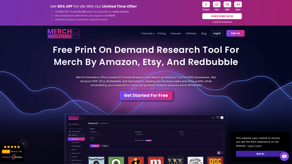 Free Merch By Amazon & Print On Demand Product Research Tool