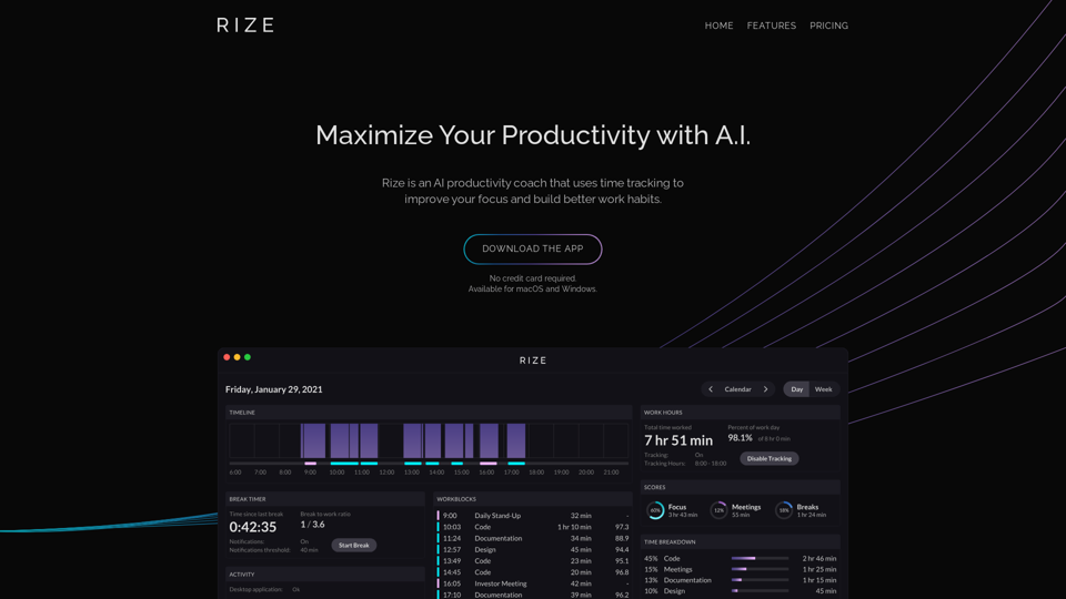 Rize · Maximize Your Productivity