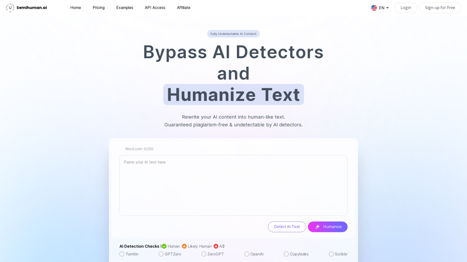 AI Text Detector, Checker & Humanizer | Semihuman AI