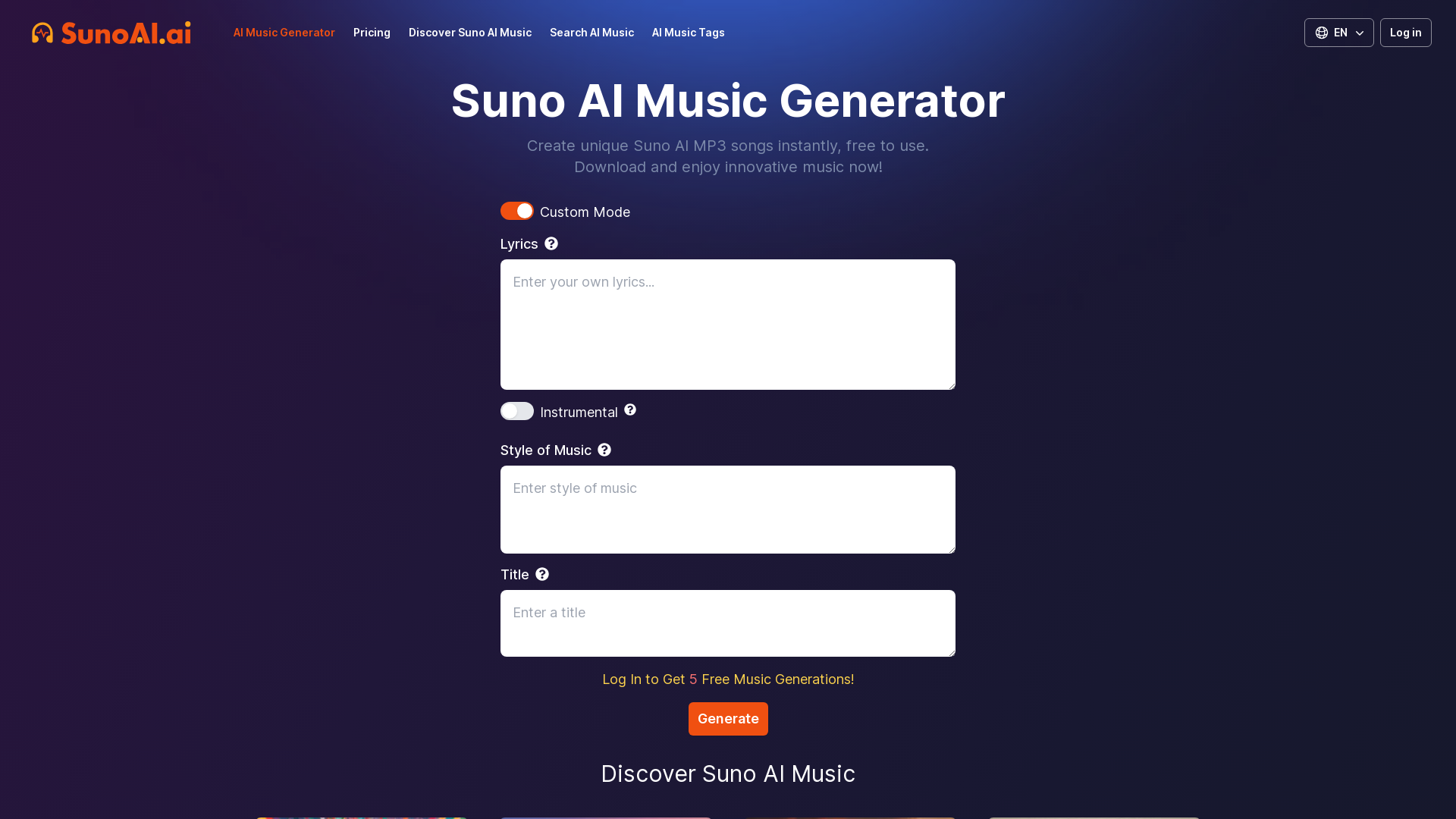 Free Suno AI Music Generator by SunoAI.ai Free Suno AI Music Generator by SunoAI.ai