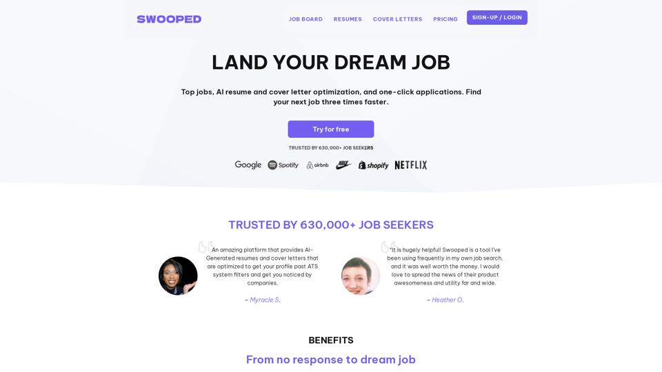Job Board, AI Resume and Cover Letter Generator | Try for free today