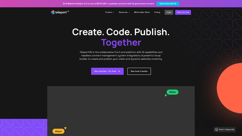 Low-code Front-end Design & Development Platform | TeleportHQ