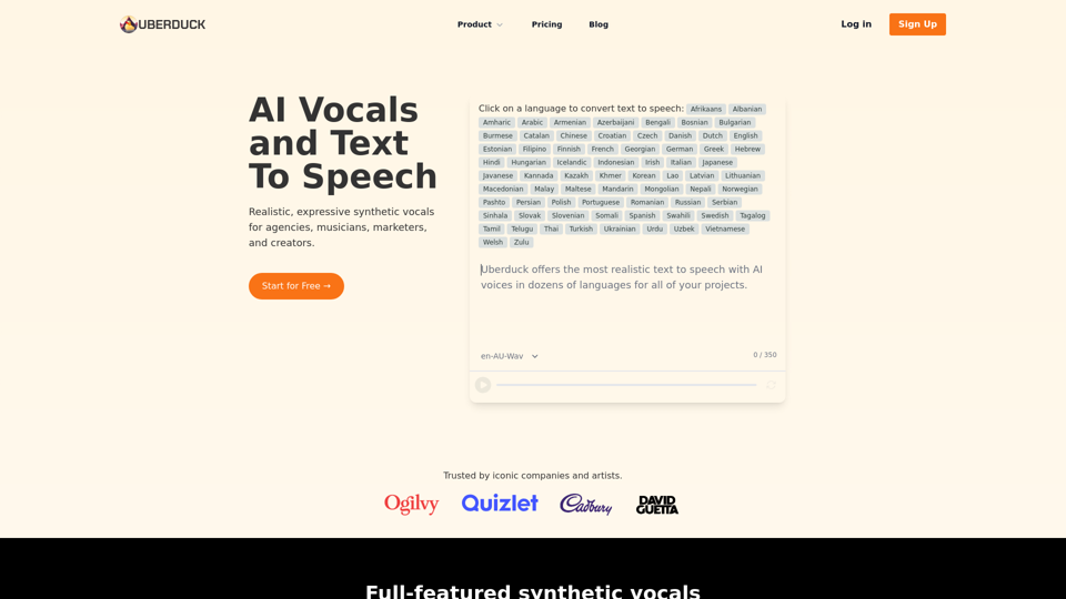 AI Vocals and Text To Speech | Uberduck