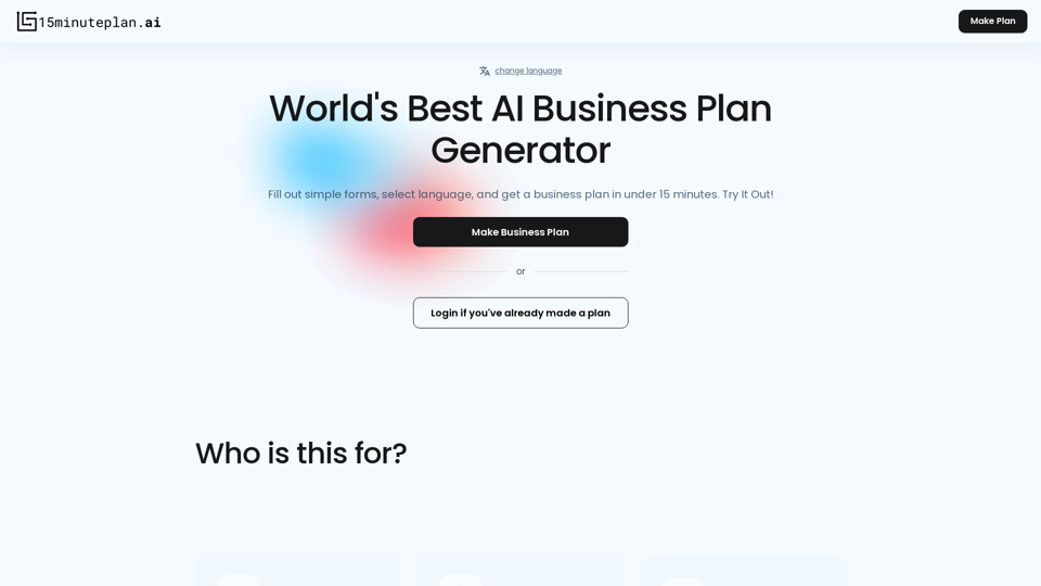 AI Business Plan Generator | Be Done In 15 Minutes