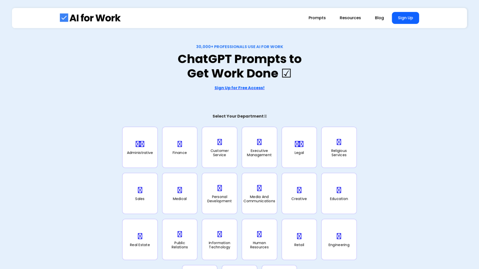 AI for Work | 2000+ Advanced ChatGPT Prompts for Professionals 🤖