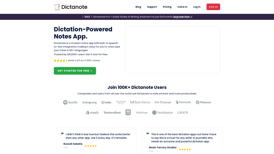 Dictanote - Dictation-Powered Note Taking