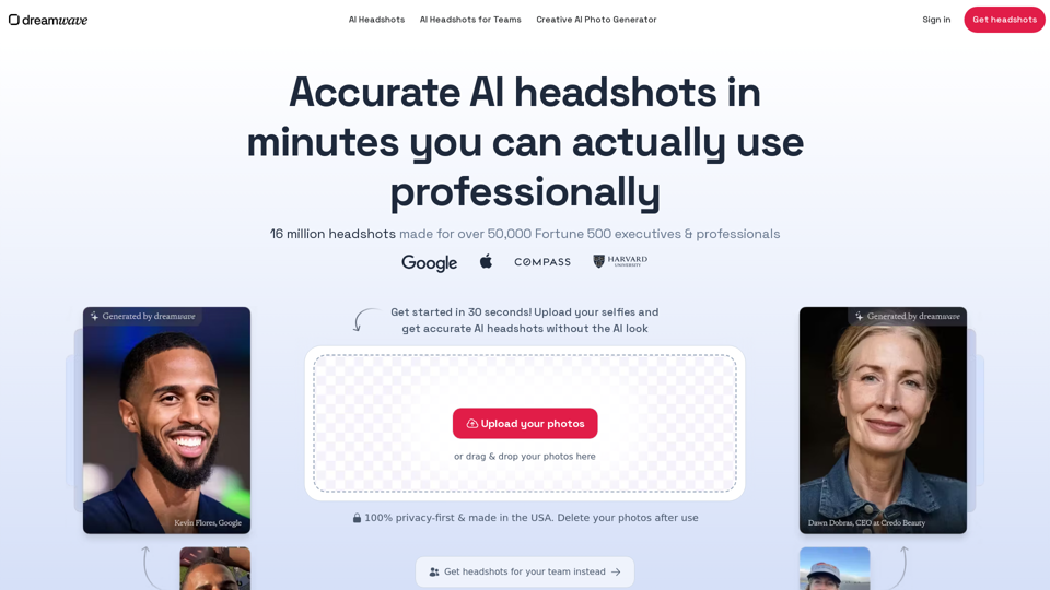 Dreamwave | Professional headshots in minutes, made with AI