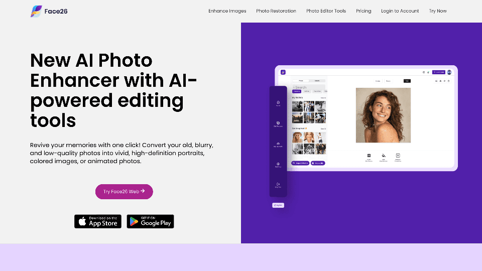 Face26 - Best Free Online AI Photo Enhancer App