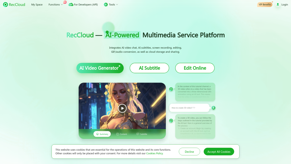 RecCloud - AI-Powered Multimedia Service Platform