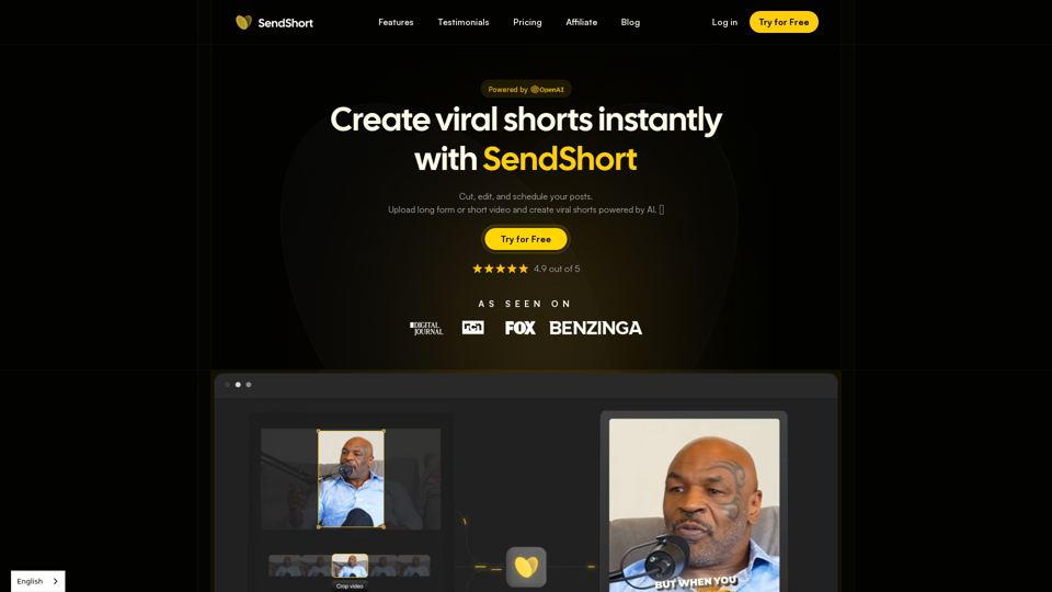 SendShort - Créez des vidéos virales instantanément avec SendShort