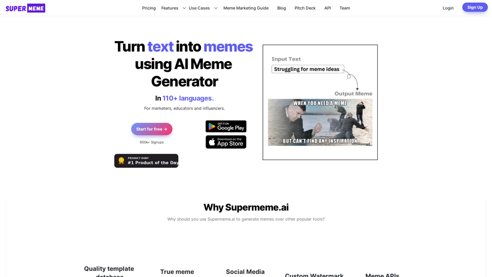 Turn text into AI memes | AI Meme Generator | Supermeme.ai
